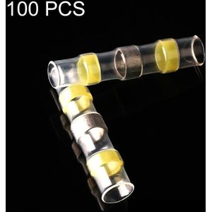 100 PCS AWG12-10 4-6mm Seal Heat Shrink Butt Wire Connectors Yellow Terminals Solder Sleeve(Yellow)