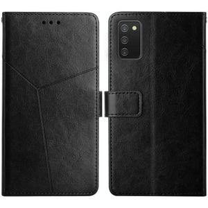 Voor Samsung Galaxy A02S Y Stitching Horizontale Flip Lederen Case met Houder & Card Slots & Portemonnee & Fotolijst