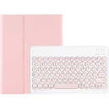 YA700B Candy Color Skin Feel Texture Round Keycap Bluetooth Keyboard Leather Case For Samsung Galaxy Tab S8 11 inch SM-X700 / SM-X706 & S7 11 inch SM-X700 / SM-T875(Pink)