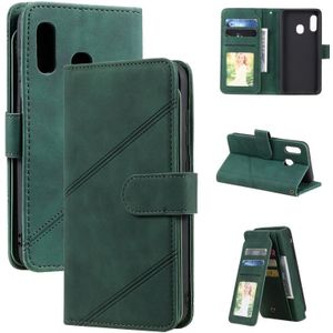 For Samsung Galaxy A20e Skin Feel Business Horizontal Flip PU Leather Case with Holder & Multi-Card Slots & Wallet & Lanyard & Photo Frame(Green)