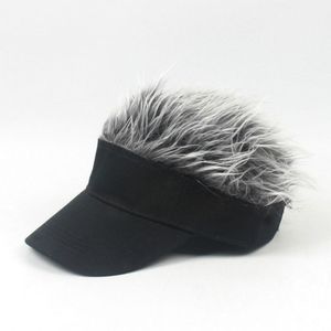 Unisex Fashion Outdoor Sunshade Baseball Cap with Wig  Size: One Size(Children's black silver wig)