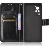 For vivo X60 Pro Overseas Version / X60 5G Curved Surface Version Crazy Horse Texture Horizontal Flip Leather Case with Holder & Card Slots & Lanyard(Black)