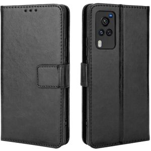 For vivo X60 Pro Overseas Version / X60 5G Curved Surface Version Crazy Horse Texture Horizontal Flip Leather Case with Holder & Card Slots & Lanyard(Black)