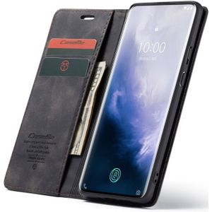 CaseMe-013 Multifunctional Retro Frosted Horizontal Flip Leather Case for OnePlus 7 Pro  with Card Slot & Holder & Zipper Wallet & Photo Frame(Black)