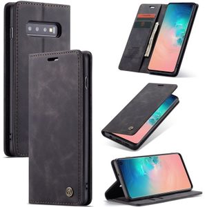 CaseMe-013 Multifunctional Retro Frosted Horizontal Flip Leather Case for Galaxy S10  with Card Slot & Holder & Wallet (Black)