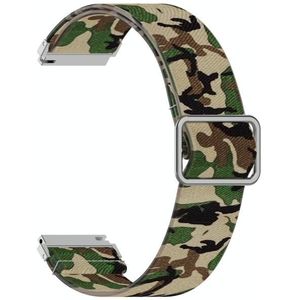 20mm For Samsung Galaxy Watch Active2 / Active Adjustable Elastic Printing Replacement Watchband(Camouflage Green)