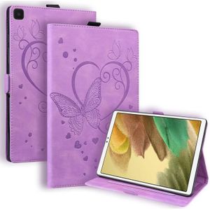 For Samsung Galaxy Tab A7 Lite T220 T225 Love Butterfly Pattern Horizontal Flip Leather Case with Holder(Purple)