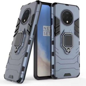 For OnePlus 7T Shockproof PC + TPU Case with Magnetic Ring Holder(Navy)