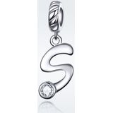 S925 Sterling Silver 26 English Letter Pendant DIY Bracelet Necklace Accessories  Style:S