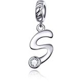 S925 Sterling Silver 26 English Letter Pendant DIY Bracelet Necklace Accessories  Style:S