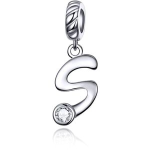 S925 Sterling Silver 26 English Letter Pendant DIY Bracelet Necklace Accessories  Style:S