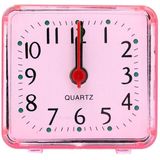 Square Alarm Clock Transparent Case Compact Digital Mini Bedroom Bedside Office Electronic Clock(Pink)