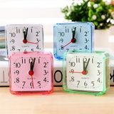 Square Alarm Clock Transparent Case Compact Digital Mini Bedroom Bedside Office Electronic Clock(Pink)