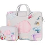 Cartoon Soft PU Leather Portable Waterproof Handheld Notebook Carrying Case with Power Bag  Size: 14 inch(Perfume Grey)