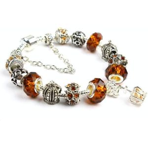 Ladies Crown Colorful Crystal Beaded Bracelet Handmade Glass Bead Bracelet Length: 20cm(DZ35)