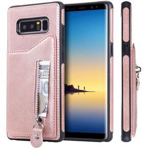 For Galaxy Note 8 Solid Color Double Buckle Zipper Shockproof Protective Case(Rose Gold)