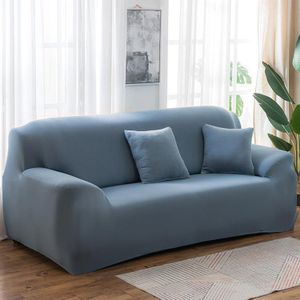 Four Seasons Solid Color Elastic Full Coverage Non-slip Sofa Cover(Grey Blue)