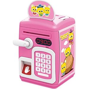 8001 Vingerafdruksensor Ontgrendel ATM Piggy Bank Automatisch Rolling Money Simulation Password Safe Toy (Big-Headed Rat Pink)