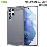 Voor Samsung Galaxy S22 Ultra 5G MOFI Gentless Series Geborsteld Textuur Koolstofvezel Zachte TPU Case
