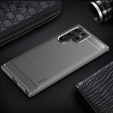 Voor Samsung Galaxy S22 Ultra 5G MOFI Gentless Series Geborsteld Textuur Koolstofvezel Zachte TPU Case