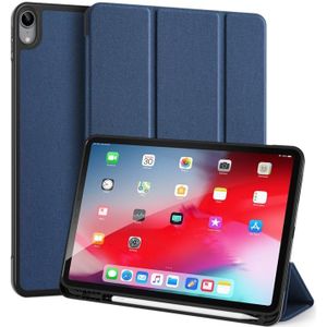 For iPad Air 2020 DUX DUCIS Domo Series Horizontal Flip Magnetic TPU + PU Leather Case with Three-folding Holder & Pen Slot(Blue)