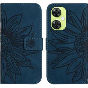 Voor OnePlus Nord CE 3 Lite Skin Feel Sun Flower reliëf lederen telefoonhoes met lanyard