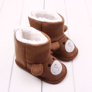 Herfst en winter Bear Knit plus Velvet Baby katoen laarzen baby 0-1 jaar oude peuter schoenen  grootte: innerlijke lengte 11cm (bruin)