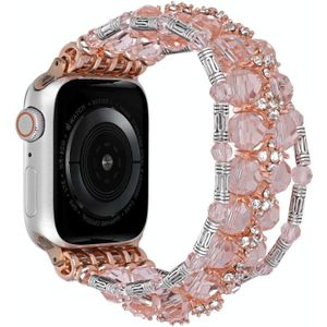Voor Apple Watch SE 2023 44 mm kralen diamanten armband horlogeband