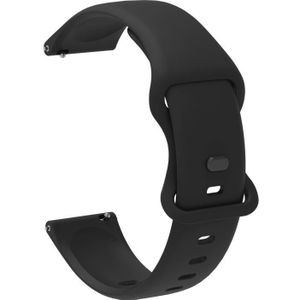 22mm For Garmin Venu / Samsung Galaxy Watch Active 2 Universal Inner Back Buckle Perforation Silicone Replacement Strap Watchband(Black)