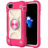Shockproof Silicone + PC Protective Case with Dual-Ring Holder For iPhone 6/6s/7/8/SE 2020(Rose Red)