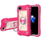 Shockproof Silicone + PC Protective Case with Dual-Ring Holder For iPhone 6/6s/7/8/SE 2020(Rose Red)