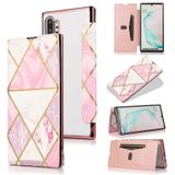 For Samsung Galaxy Note10+ Bronzing Plating PU + TPU Horizontal Flip Leather Case with Holder & Card Slot(Pink White)