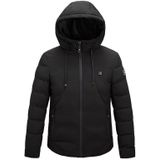 Men and Women Intelligent Constant Temperature USB Heating Hooded Cotton Clothing Warm Jacket (Color:Black Size:XXXL)