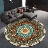 Ethnic Carpet Camel Mandala Flower Carpet Non-slip Floor Mat  Size:Diameter 140cm(Gray)