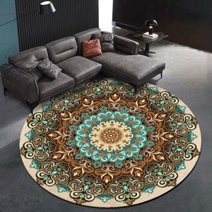 Ethnic Carpet Camel Mandala Flower Carpet Non-slip Floor Mat  Size:Diameter 140cm(Gray)