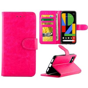 For Google Pixel4 Crazy Horse Texture Leather Horizontal Flip Protective Case with Holder & Card Slots & Wallet & Photo Frame(Magenta)