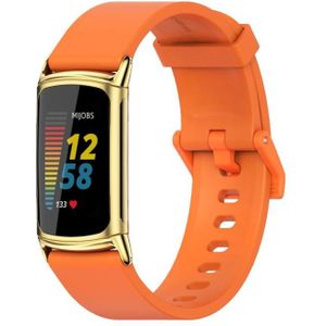 Voor Fitbit Charge 5 Mijobs Soft Silicone Watch Band (Orange+Gold)