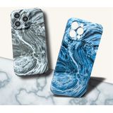 Voor Samsung Galaxy A54 marmeren patroon telefoonhoesje (marineblauw wit)
