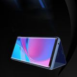 For One Plus 7T Plated Mirror Horizontal Flip Leather Case  with Stand Mobile Phone Holster(Purple Blue)