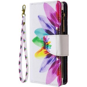 For iPhone 12 Colored Drawing Pattern Zipper Horizontal Flip Leather Case with Holder & Card Slots & Wallet(Sun Flower)