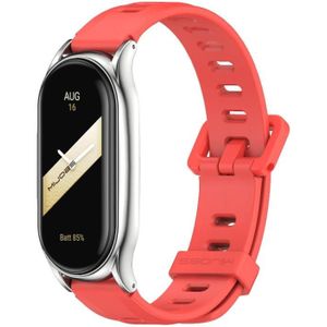 Voor Xiaomi Mi Band 8 Mijobs Plus Case Flat Hole siliconen horlogeband (rood zilver)