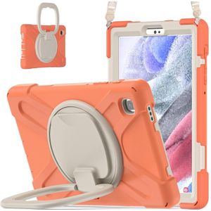 For Samsung Galaxy Tab A7 Lite T220 / T225 Silicone + PC Protective Case with Holder & Shoulder Strap(Coral Orange)