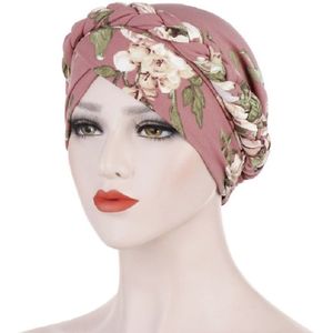 2 PCS Women Printed Brushed Milk Silk Turban Hat Short Pullover Hat  Size:One Size(Hide Powder)