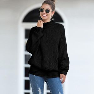 Fashion Edge Curl High Collar Knit Sweater (Color:Black Size:XL)