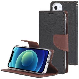 GOOSPERY FANCY DIARY Cross Pattern Horizontal Flip Leather Case with Holder & Card Slots & Wallet For iPhone 13 mini(Black Brown)