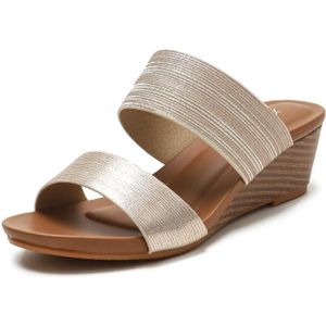 Dames sandalen en slippers modieuze buitenkleding platform hoge hakken  grootte: 37 (goud)