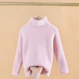Letter Pattern Imitation Mink Velvet Children Turtleneck Knitted Sweater (Color:Pink Size:120cm)