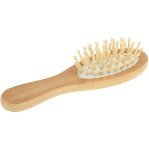 Natural Wooden Massage Hair Comb with Rubber Base & Wooden Brush  Size: Medium(White)