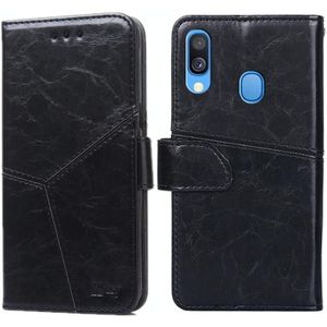 For Samsung Galaxy A40 Geometric Stitching Horizontal Flip TPU + PU Leather Case with Holder & Card Slots & Wallet(Black)