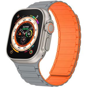 Voor Apple Watch Ultra 49 mm magnetische lus siliconen horlogeband (grijs oranje)